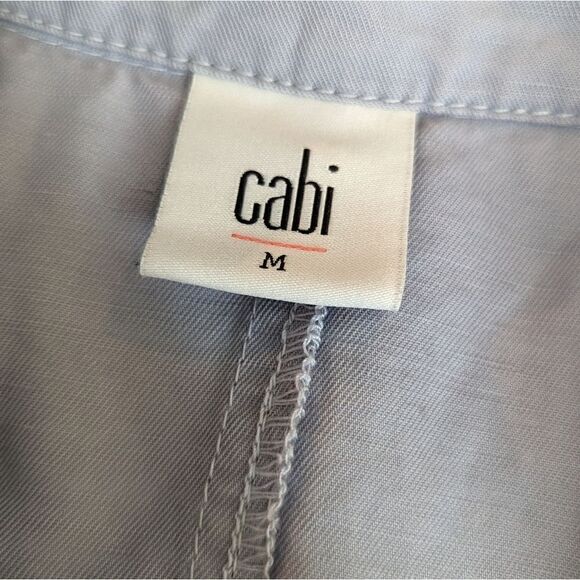 cabi linen & cotton trench style coat in periwinkle, lilac medium - Picture 13 of 16